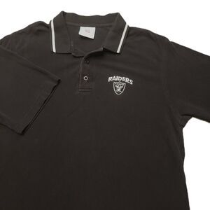 NFL Raiders Mens L  Polo Shirt Black Short Sleeve Logo Football